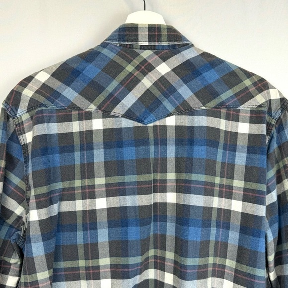 Lucky Brand Shirt Classic Fit Long Sleeves Snap Front Blue Green Plaid Large - Picture 8 of 12